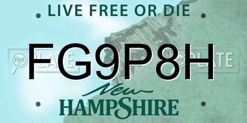 FG9P8H New Hampshire License Plate