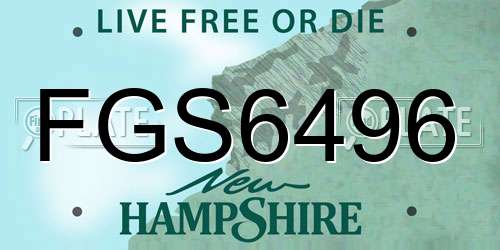 FGS6496 New Hampshire License Plate