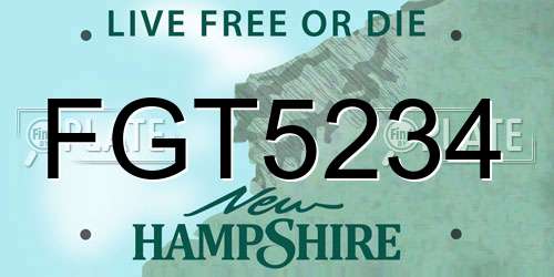 FGT5234 New Hampshire License Plate