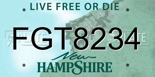 FGT8234 New Hampshire License Plate