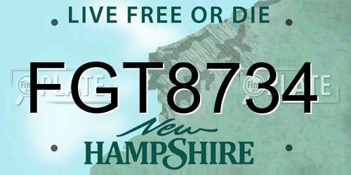 FGT8734 New Hampshire License Plate