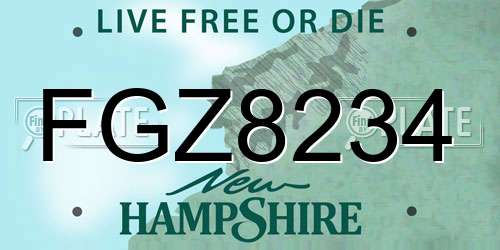 FGZ8234 New Hampshire License Plate