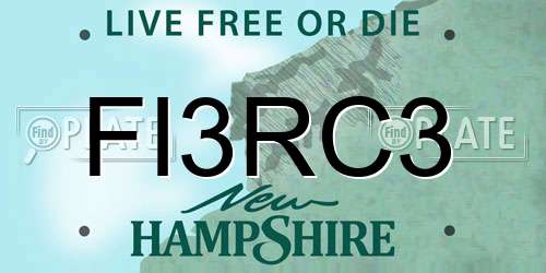 FI3RC3 New Hampshire License Plate