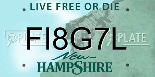 FI8G7L New Hampshire License Plate