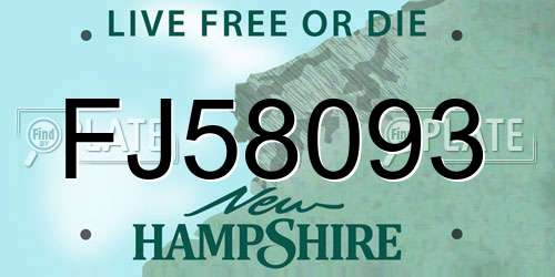 FJ58093 New Hampshire License Plate