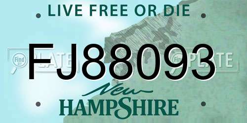 FJ88093 New Hampshire License Plate
