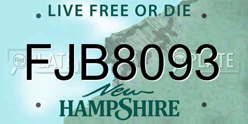 FJB8093 New Hampshire License Plate