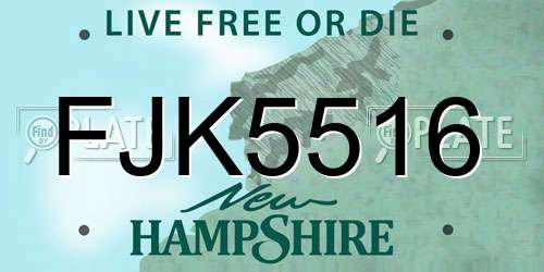 FJK5516 New Hampshire License Plate