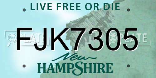 FJK7305 New Hampshire License Plate