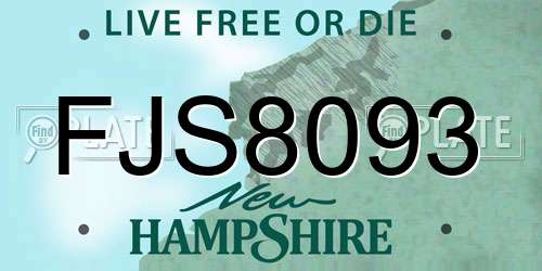 FJS8093 New Hampshire License Plate