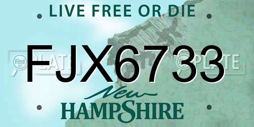 FJX6733 New Hampshire License Plate