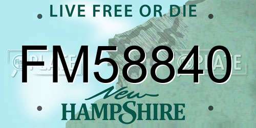 FM58840 New Hampshire License Plate