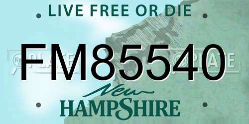 FM85540 New Hampshire License Plate