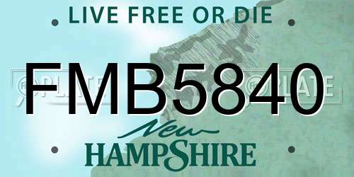 FMB5840 New Hampshire License Plate