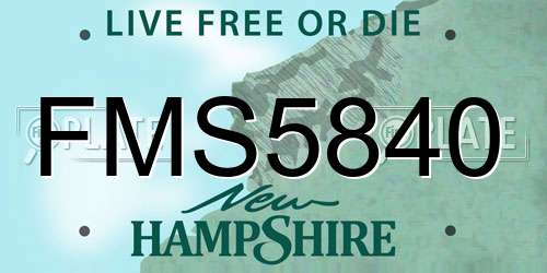 FMS5840 New Hampshire License Plate