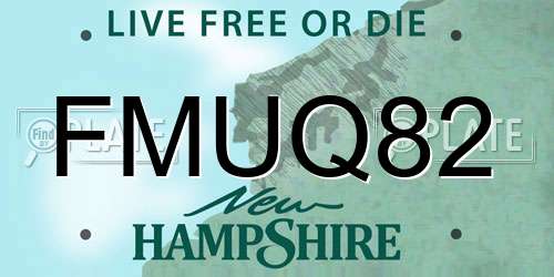 FMUQ82 New Hampshire License Plate