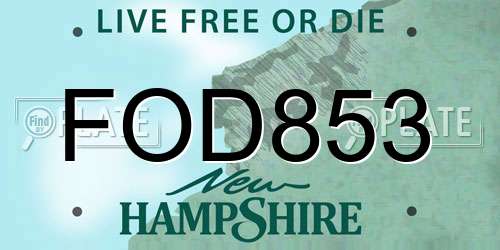 FOD853 New Hampshire License Plate