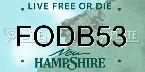 FODB53 New Hampshire License Plate