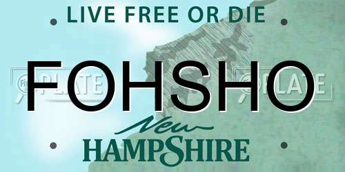 FOHSHO New Hampshire License Plate