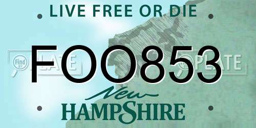 FOO853 New Hampshire License Plate