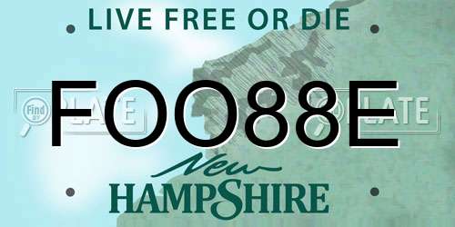 FOO88E New Hampshire License Plate