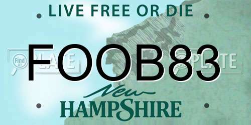 FOOB83 New Hampshire License Plate