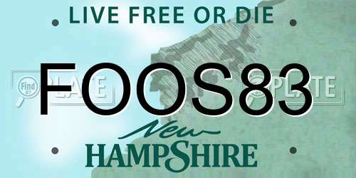 FOOS83 New Hampshire License Plate