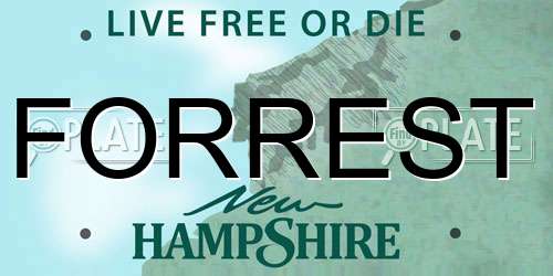FORREST New Hampshire License Plate