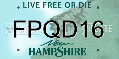 FPQD16 New Hampshire License Plate