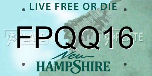 FPQQ16 New Hampshire License Plate