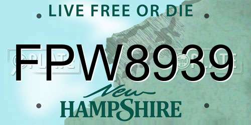 FPW8939 New Hampshire License Plate