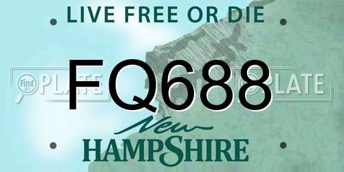 FQ688 New Hampshire License Plate