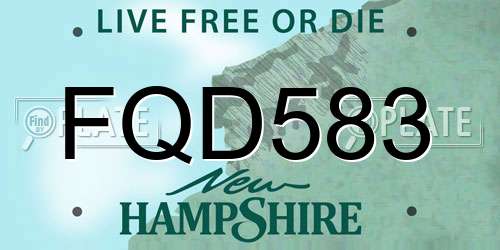 FQD583 New Hampshire License Plate