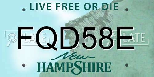 FQD58E New Hampshire License Plate
