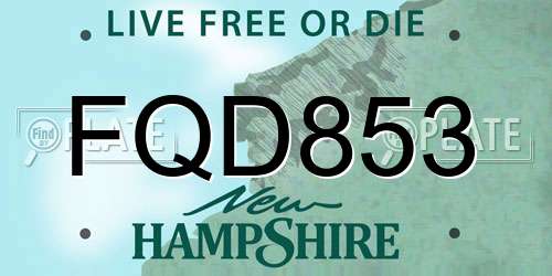 FQD853 New Hampshire License Plate