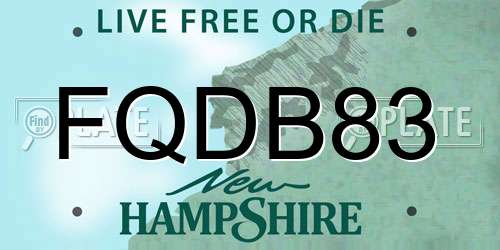 FQDB83 New Hampshire License Plate