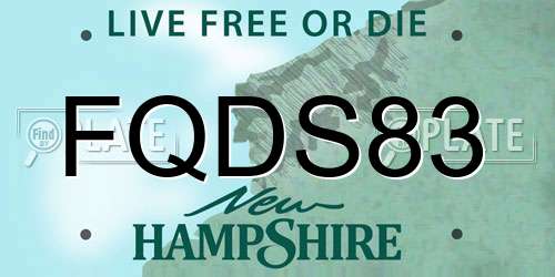 FQDS83 New Hampshire License Plate
