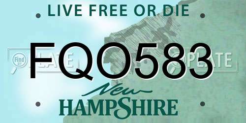 FQO583 New Hampshire License Plate