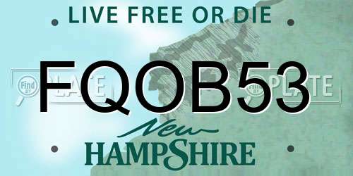 FQOB53 New Hampshire License Plate