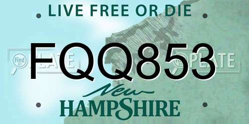 FQQ853 New Hampshire License Plate