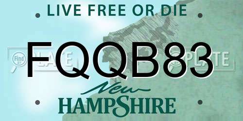 FQQB83 New Hampshire License Plate