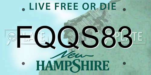 FQQS83 New Hampshire License Plate