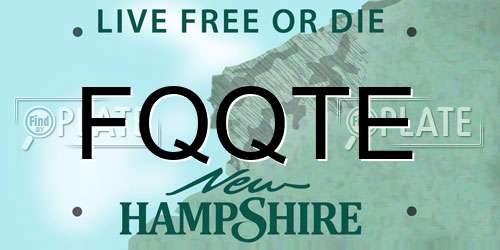 FQQTE New Hampshire License Plate