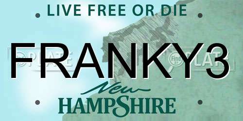 FRANKY3 New Hampshire License Plate