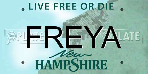 FREYA New Hampshire License Plate