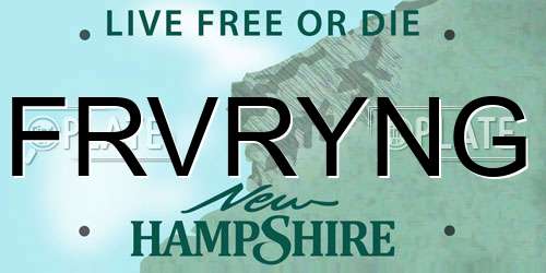 FRVRYNG New Hampshire License Plate