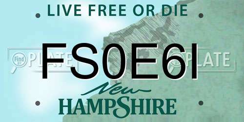 FS0E6I New Hampshire License Plate