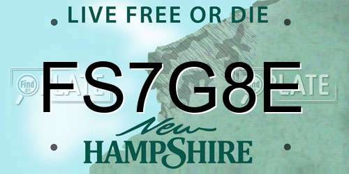 FS7G8E New Hampshire License Plate