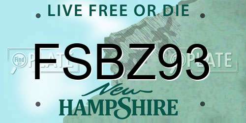 FSBZ93 New Hampshire License Plate