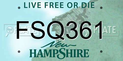 FSQ361 New Hampshire License Plate